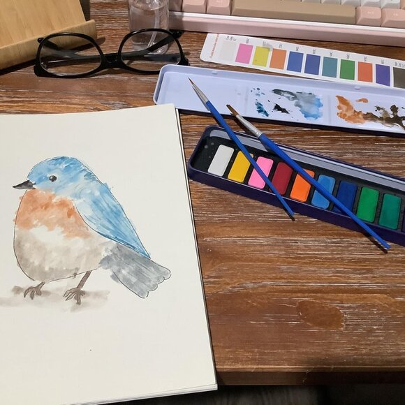 Watercolor Kit with Outlines, 12 Colors Rustproof Box, 3 Brushes & Multi-Theme - Picture 6 of 9